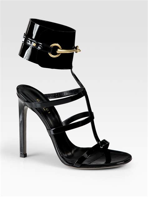 gucci black ankle strap high heels|Gucci black heels price.